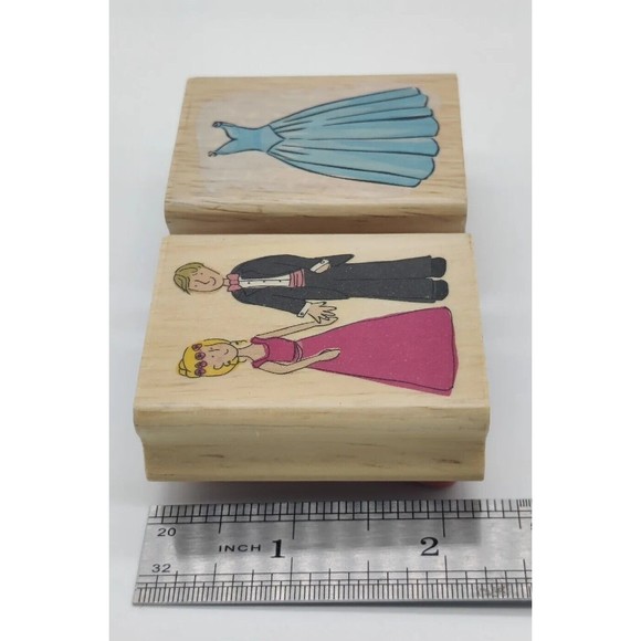 Canadian Maple Collections Rubber Stamps Lot 2 Wood Couple Date Dress Love Prom - Picture 8 of 9
